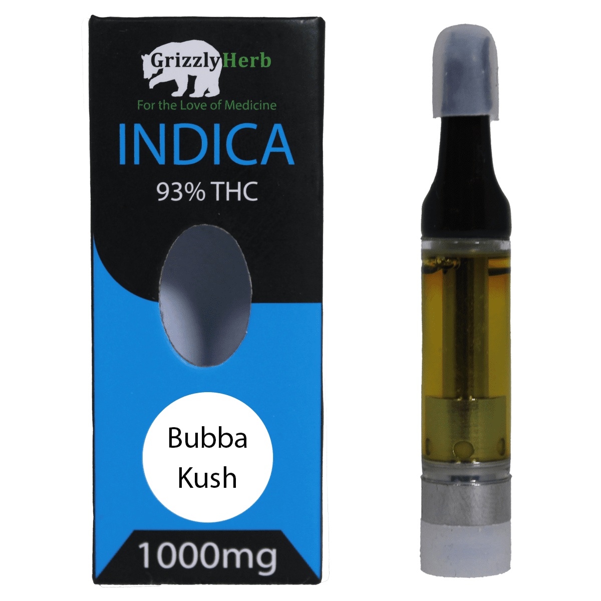 Bubba Kush Strain Vape Cartridge - 93% THC 1000mg - Grizzly Herb