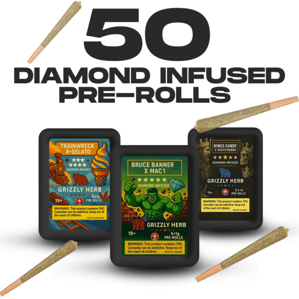 Grizzly Herb Diamond Edition™ 50-Pack | 10 × 5 Pre-Rolls | Mixed Strains