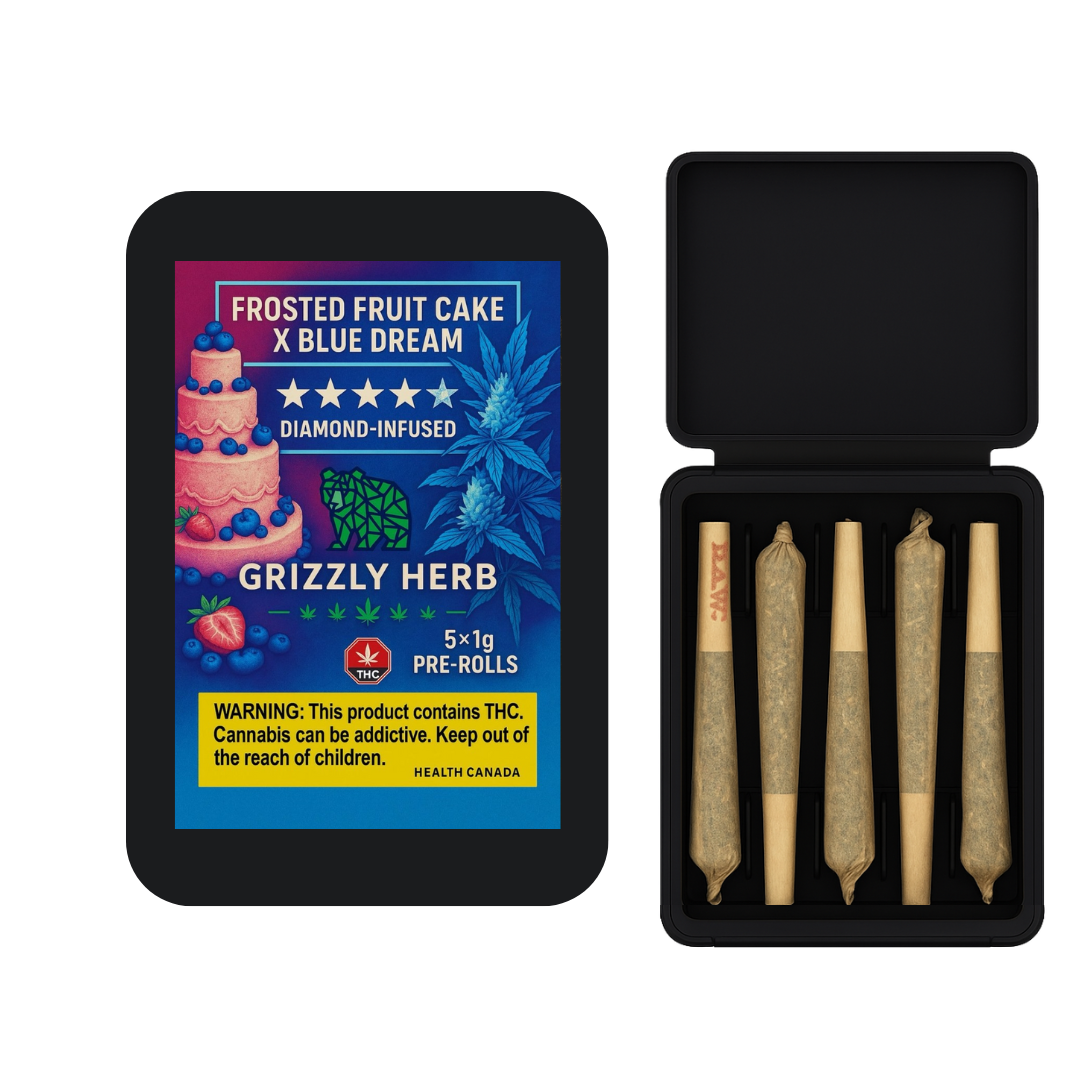 Frosted Fruit Cake x Blue Dream | Sativa-Hybrid | Diamond-Infused Pre-Rolls (5 × 1 g) | AAAA Frosted Fruit Cake x Blue Dream | Sativa-Hybrid | Diamond-Infused Pre-Rolls (5 × 1 g) | AAAA