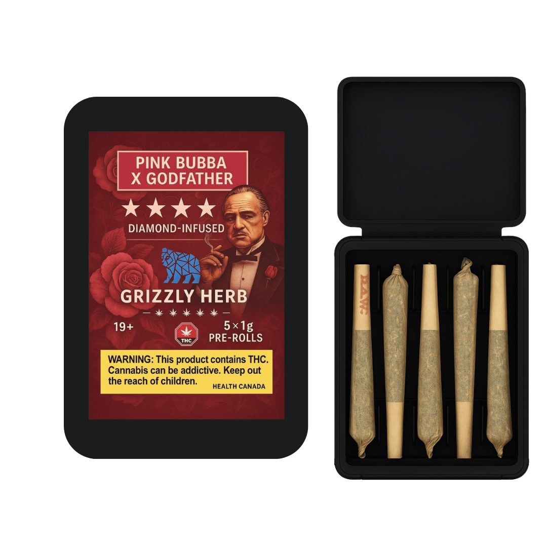 Pink Bubba x Godfather | Indica | Diamond-Infused Pre-Rolls (5 × 1 g) | AAAA Pink Bubba x Godfather | Indica | Diamond-Infused Pre-Rolls (5 × 1 g) | AAAA